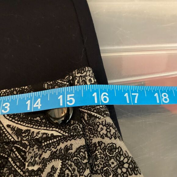 Talbots Skirt Womens Sz 6 Black Gray Paisley Wool Wrap Pencil‎ Lined Button - Picture 7 of 8
